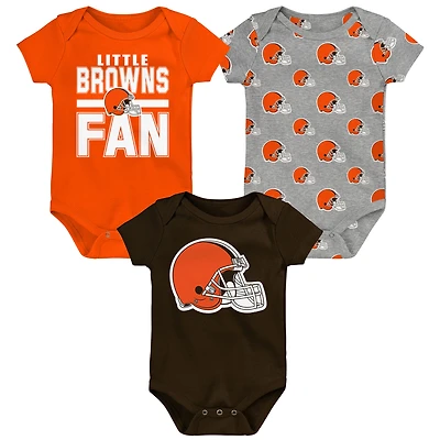Newborn Outerstuff Cleveland Browns Little Tike 3-Piece Bodysuit Set