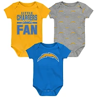 Newborn Outerstuff Los Angeles Chargers Little Tike 3-Piece Bodysuit Set