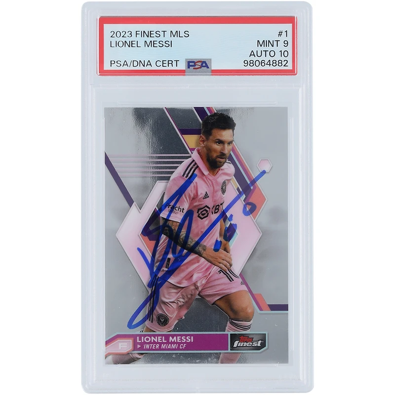 Lionel Messi Inter Miami CF Autographed 2023 Topps Finest MLS #1 PSA Authenticated 9/10 Card