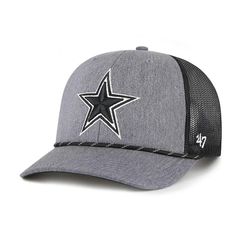 Men's '47  Heather Charcoal Dallas Cowboys Carbon Rope Trucker Adjustable Hat