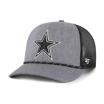 Men's '47  Heather Charcoal Dallas Cowboys Carbon Rope Trucker Adjustable Hat