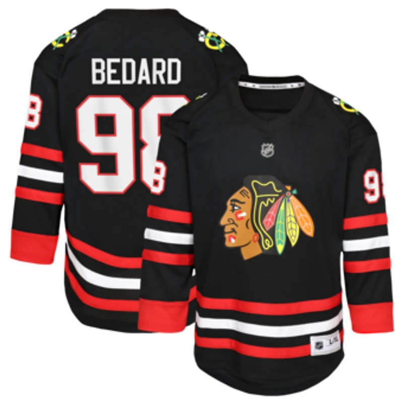 Youth Connor Bedard Black Chicago Blackhawks Alternate Replica Jersey
