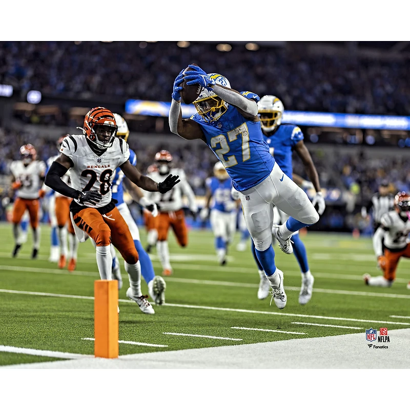 J.K. Dobbins Los Angeles Chargers Unsigned Week 11 Touchdown Dive vs. Cincinnati Bengals Photograph