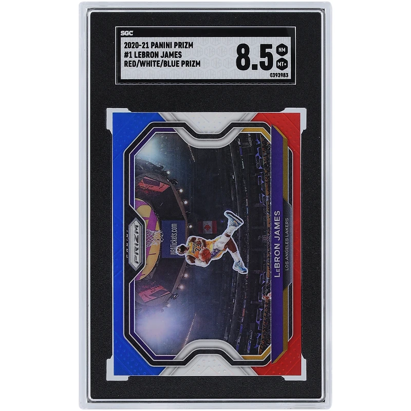 LeBron James Los Angeles Lakers 2020-21 Panini Prizm Red White Blue Prizm #1 SGC Authenticated 8.5 Card