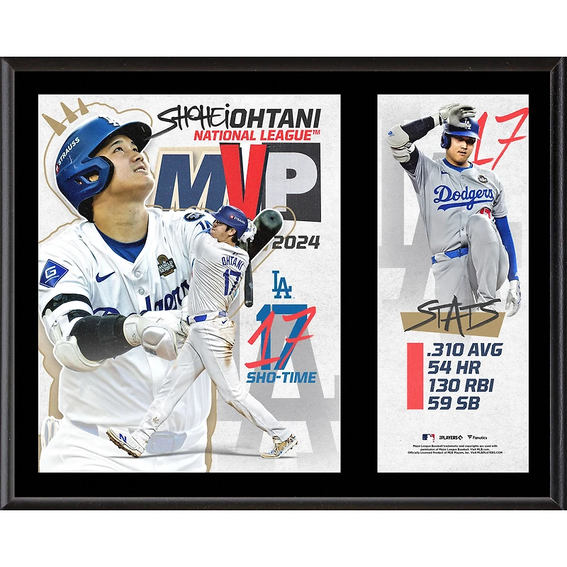 Shohei Ohtani Los Angeles Dodgers 12" x 15" 2024 National League MVP Award Sublimated Plaque