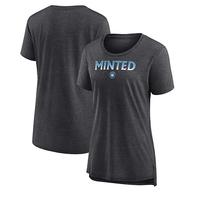 Women's Fanatics Heather Charcoal Charlotte FC Iconic Break It Loose Tri-Blend T-Shirt