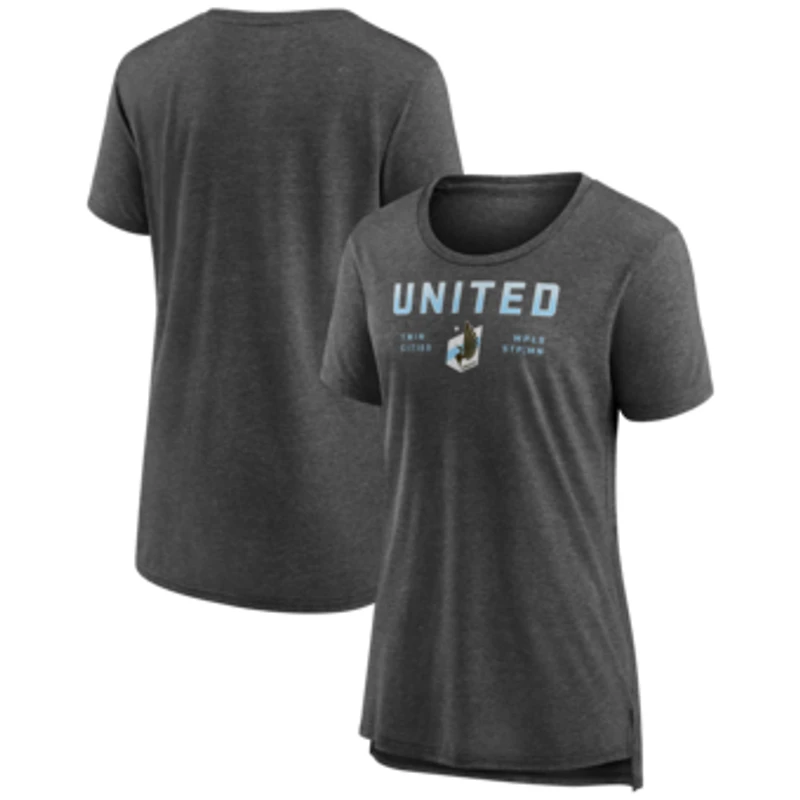 Women's Fanatics Heather Charcoal Minnesota United FC Iconic Break It Loose Tri-Blend T-Shirt