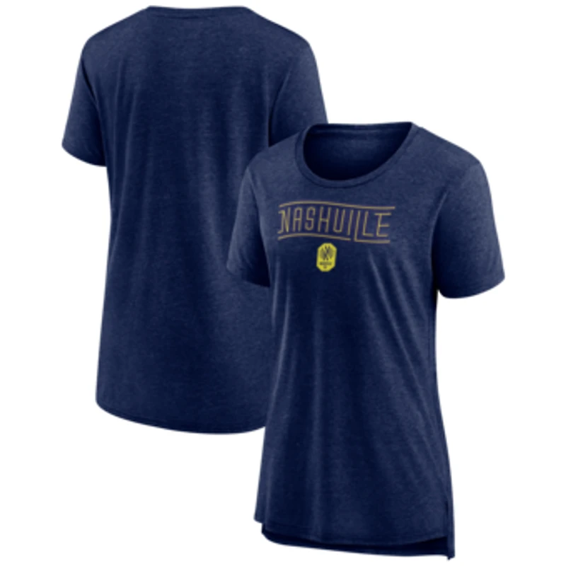 Women's Fanatics Heather Navy Nashville SC Iconic Break It Loose Tri-Blend T-Shirt