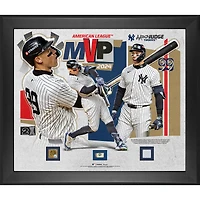 Aaron Judge New York Yankees 2024 American League MVP Framed 20" x 24" Collage with Pieces of Game-Used Baseball, Base and Dirt from the 2024 Season