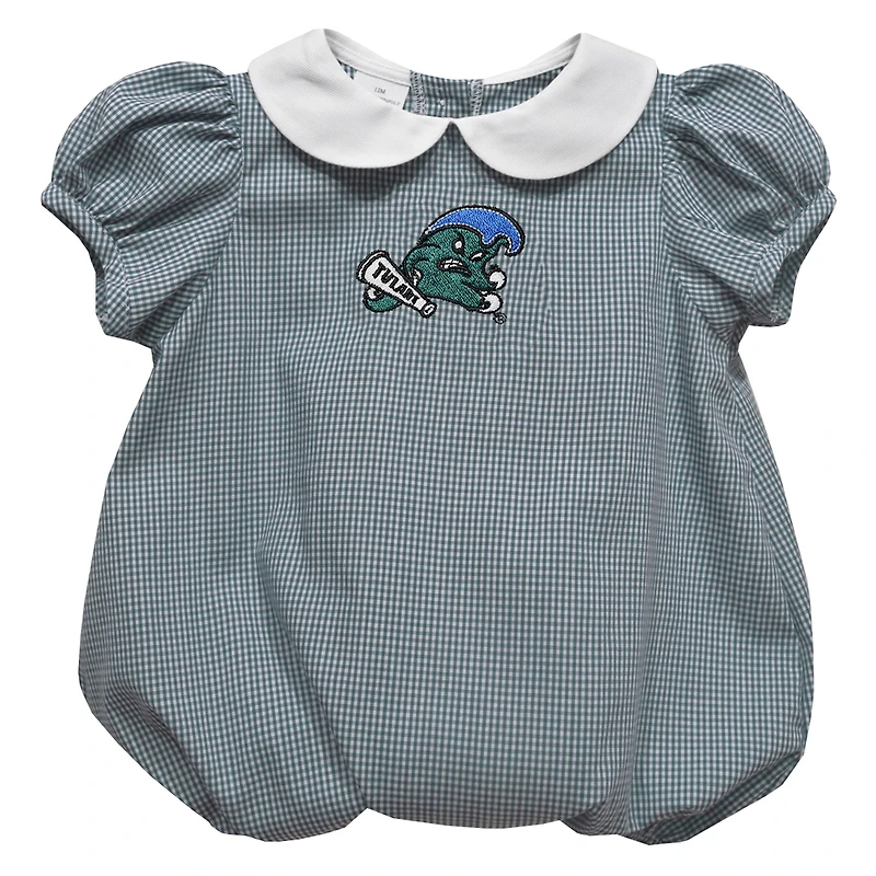 Girls Infant Vive La Fete Green Tulane Green Wave Puffy Bubble Dress