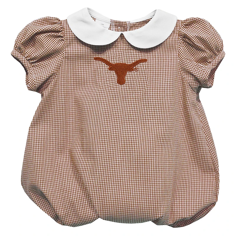 Girls Infant Vive La Fete  Texas Orange Texas Longhorns Gingham Puffy Bubble Dress