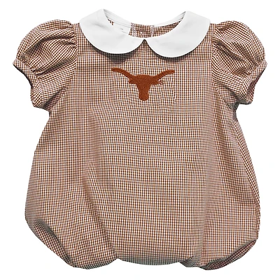 Girls Infant Vive La Fete  Texas Orange Texas Longhorns Gingham Puffy Bubble Dress