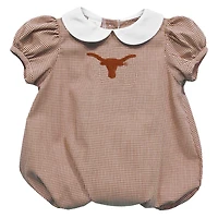 Girls Infant Vive La Fete  Texas Orange Texas Longhorns Gingham Puffy Bubble Dress