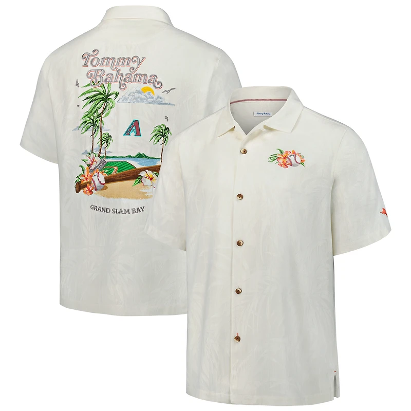 Men's Tommy Bahama White Arizona Diamondbacks Grand Slam Bay Camp Button-Up Shirt