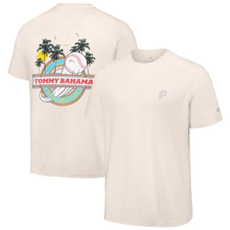 Men's Tommy Bahama Cream Philadelphia Phillies Fly Ball Club T-Shirt