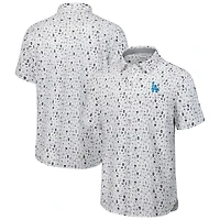 Men's Tommy Bahama  Gray Los Angeles Dodgers Nova Wave Riptide Rally Camp Button-Up Short Sleeve Shirt