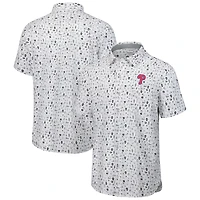 Men's Tommy Bahama  Gray Philadelphia Phillies Nova Wave Riptide Rally Camp Button-Up Short Sleeve Shirt