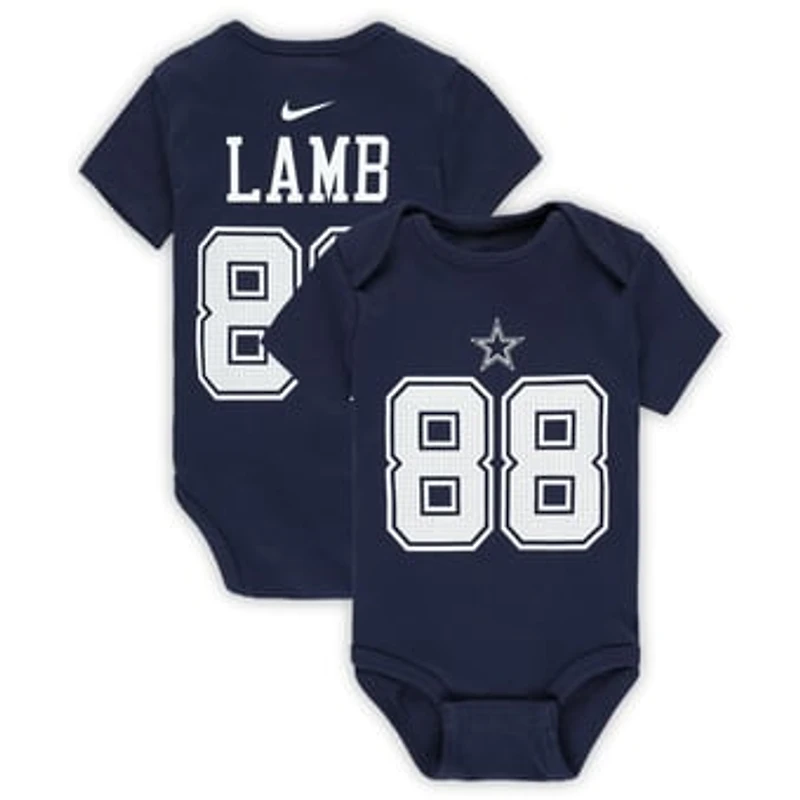 Infant Nike CeeDee Lamb Navy Dallas Cowboys Name & Number Bodysuit