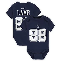 Infant Nike CeeDee Lamb Navy Dallas Cowboys Name & Number Bodysuit