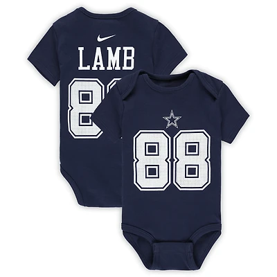 Newborn & Infant Nike CeeDee Lamb Navy Dallas Cowboys Player Name & Number Bodysuit