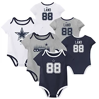 Newborn & Infant Nike CeeDee Lamb Dallas Cowboys Name Number 3-Pack Bodysuit Set