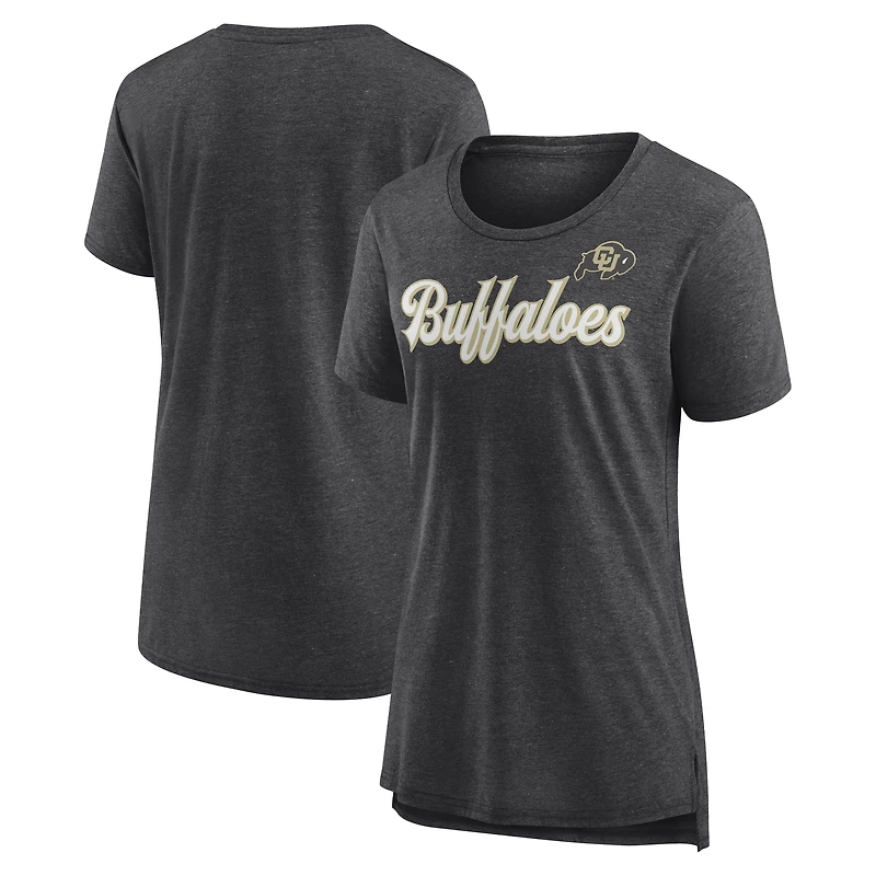 Women's Charcoal Colorado Buffaloes Past Script Tri-Blend T-Shirt