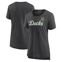 Women's Charcoal Oregon Ducks Past Script Tri-Blend T-Shirt
