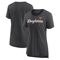 Women's Charcoal Texas Longhorns Past Script Tri-Blend T-Shirt
