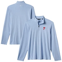 Men's TravisMathew  Light Blue Philadelphia Phillies Time to Tailgate Tri-Blend Quarter-Zip Pullover