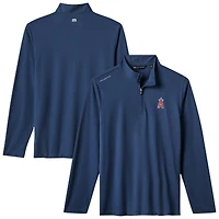 Men's TravisMathew  Navy Los Angeles Angels Time to Tailgate Tri-Blend Quarter-Zip Pullover