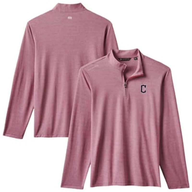 Men's TravisMathew Red Cleveland Guardians Time to Tailgate Tri-Blend Quarter-Zip Pullover