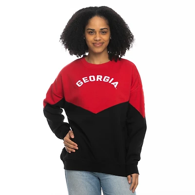 Women's ZooZatz Red Georgia Bulldogs Bestie Oversized Pullover Sweatshirt