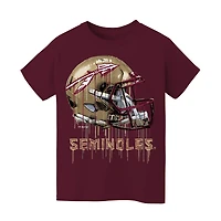Youth Vive La Fete  Garnet Florida State Seminoles Dripping Football Helmet T-Shirt