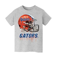 Youth Vive La Fete  Heather Gray Florida Gators Dripping Football Helmet T-Shirt