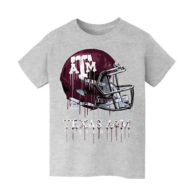 Youth Vive La Fete  Heather Gray Texas A&M Aggies Dripping Football Helmet T-Shirt