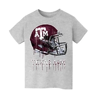 Youth Vive La Fete  Heather Gray Texas A&M Aggies Dripping Football Helmet T-Shirt