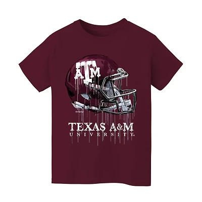 Youth Vive La Fete  Maroon Texas A&M Aggies Dripping Football Helmet T-Shirt