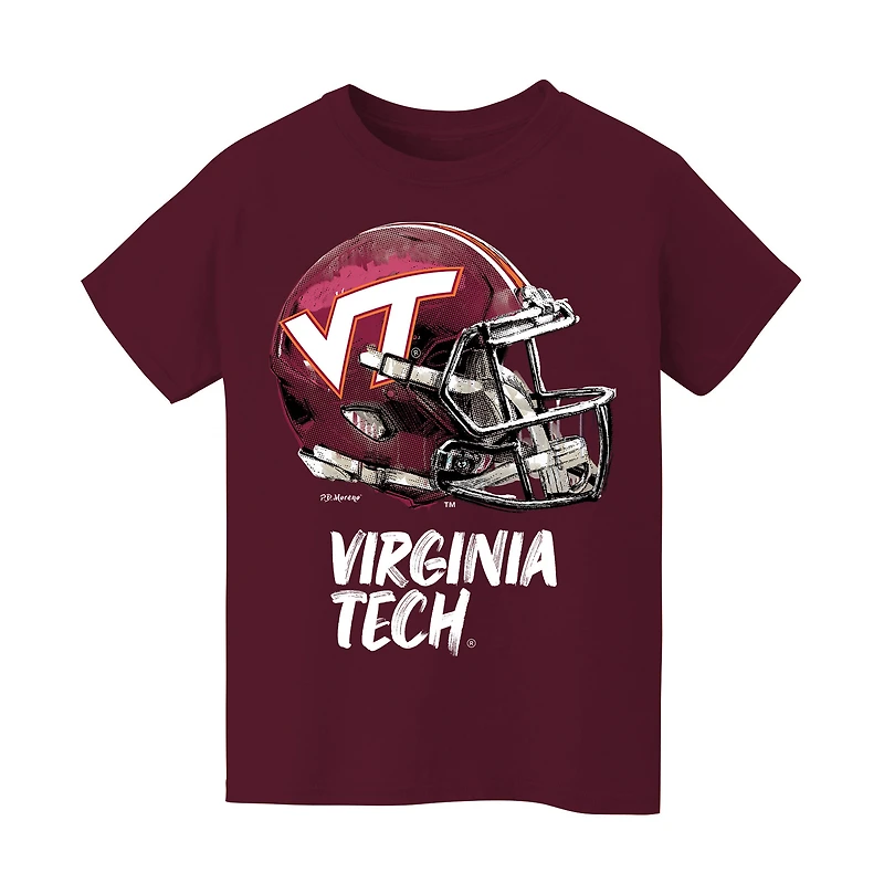 Youth Vive La Fete  Maroon Virginia Tech Hokies Dripping Football Helmet T-Shirt
