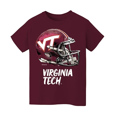 Youth Vive La Fete  Maroon Virginia Tech Hokies Dripping Football Helmet T-Shirt
