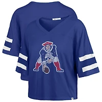 Women's '47 Royal New England Patriots Premier Scout Cropped V-Neck T-Shirt
