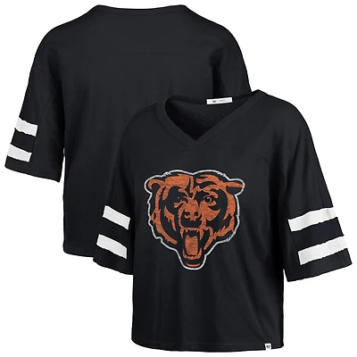 Women's '47 Navy Chicago Bears Premier Scout Cropped V-Neck T-Shirt