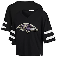 Women's '47 Black Baltimore Ravens Premier Scout Cropped V-Neck T-Shirt