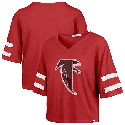 Women's '47 Red Atlanta Falcons Premier Scout Cropped V-Neck T-Shirt