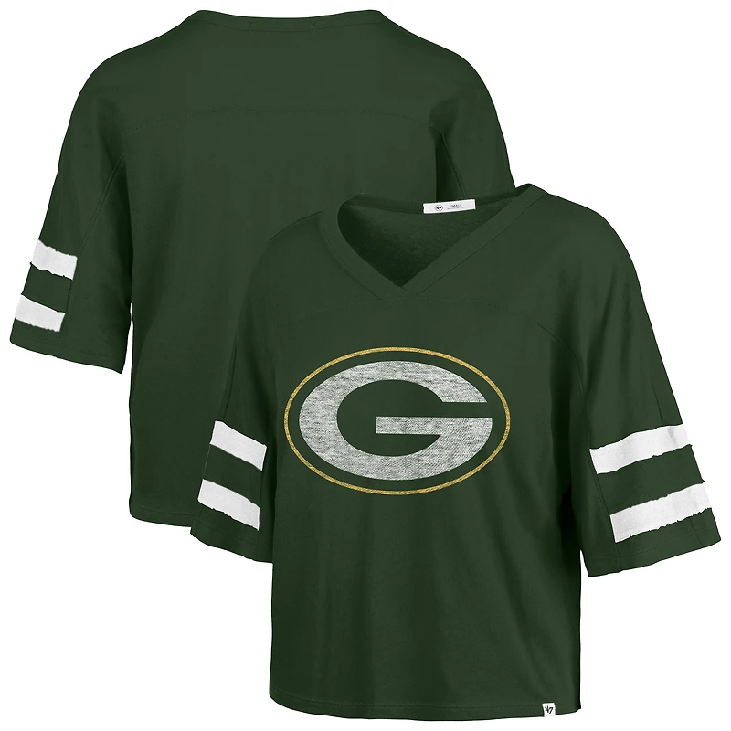 Women's '47 Green Bay Packers Premier Scout Cropped V-Neck T-Shirt