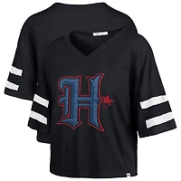 Women's '47 Navy Houston Texans Premier Scout Cropped V-Neck T-Shirt