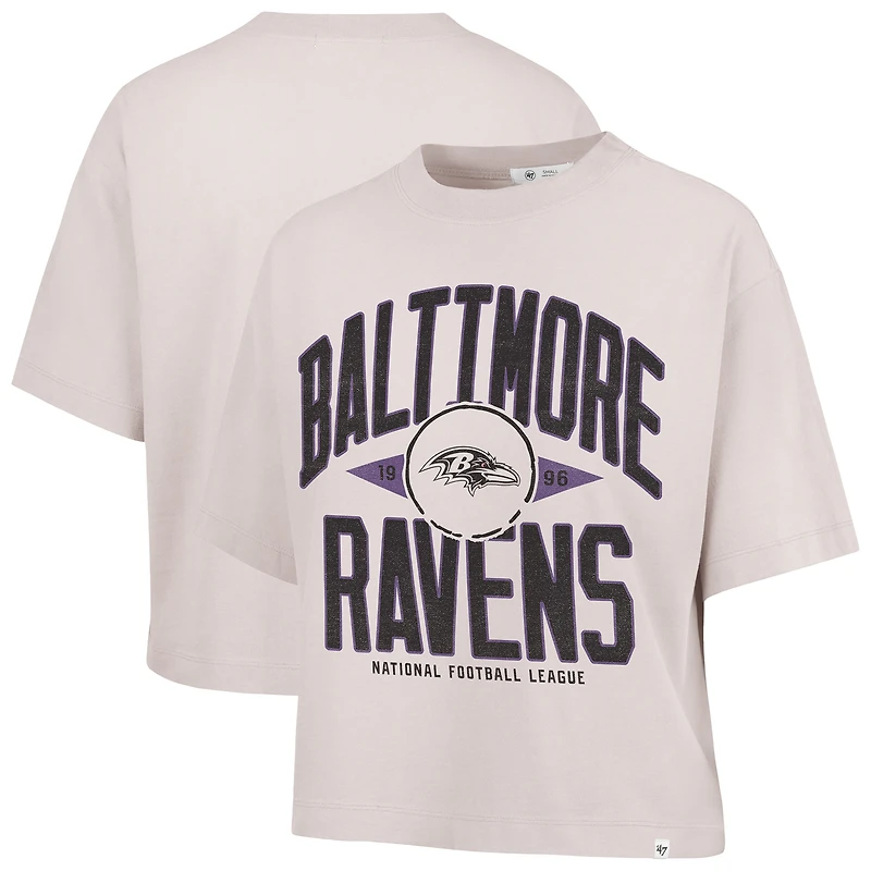 Women's '47 Natural Baltimore Ravens Cropped Windthrow Ravine T-Shirt