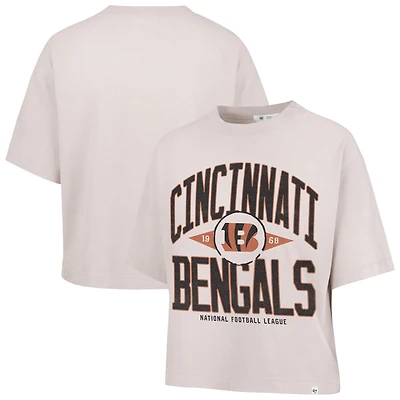 Women's '47 Natural Cincinnati Bengals Cropped Windthrow Ravine T-Shirt