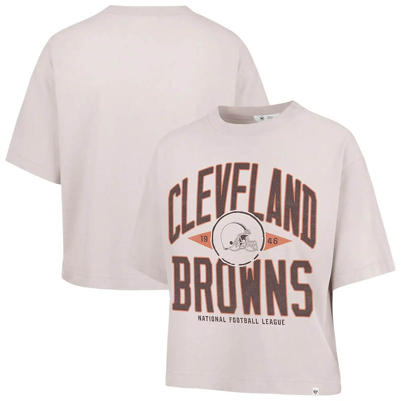 Women's '47 Natural Cleveland Browns Cropped Windthrow Ravine T-Shirt