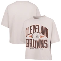 Women's '47 Natural Cleveland Browns Cropped Windthrow Ravine T-Shirt