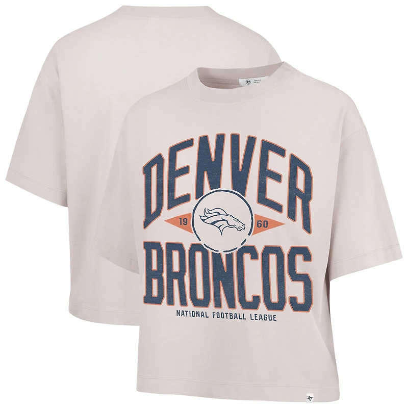 Women's '47 Natural Denver Broncos Cropped Windthrow Ravine T-Shirt